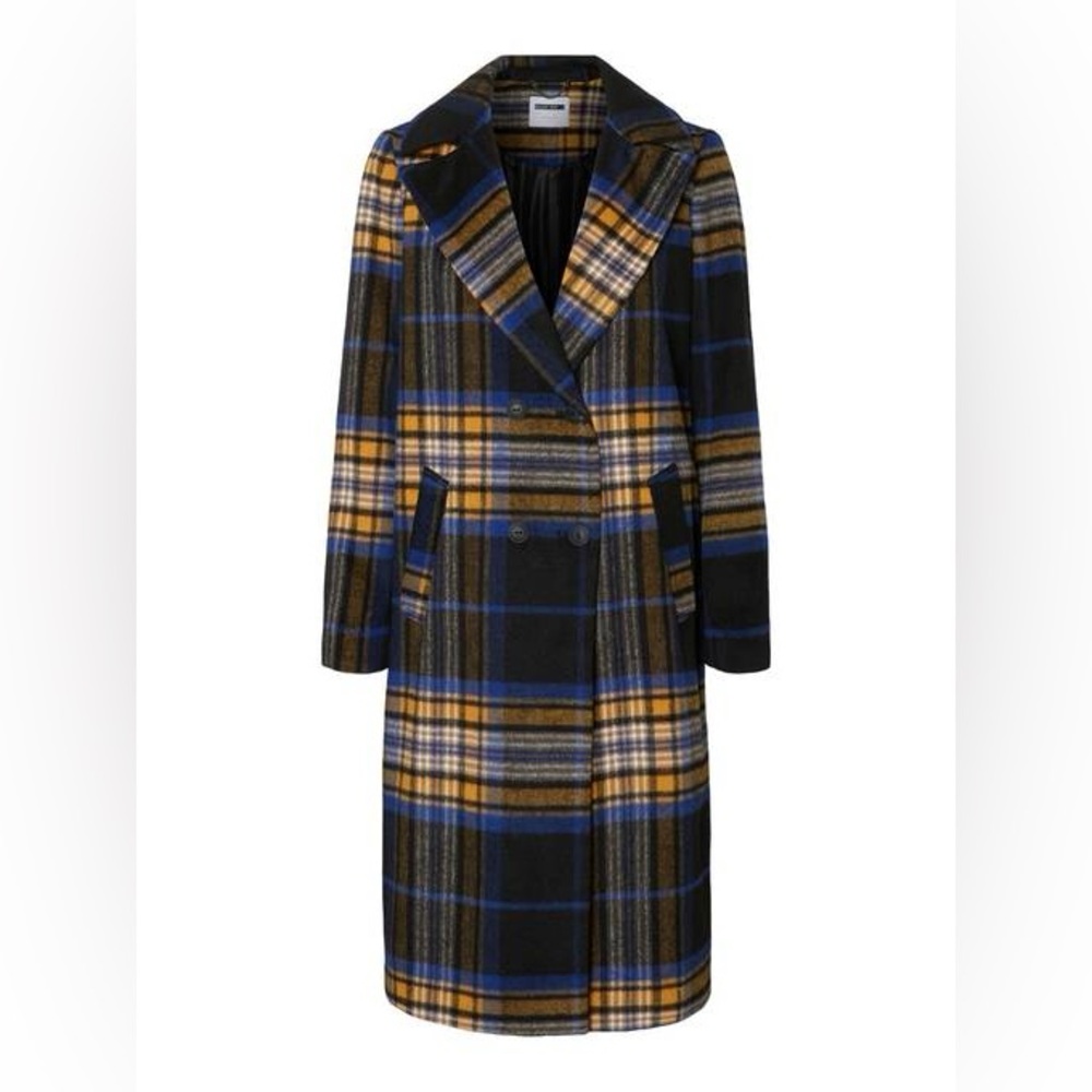 Noisy May Plaid Double-Breasted Women's Coat